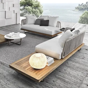 Elegantno Nordijska Prostem Kavč z Nepremočljiv & Sun-odporne Lastnosti za Vile, Hoteli in Vrtovi