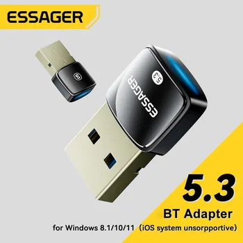 Essager Bluetooth 5.3 Tok Glasbe, Audio Sprejemnik Oddajnik za PC Prenosni Zvočnik Brezžične Miške, Tipkovnice, Slušalke