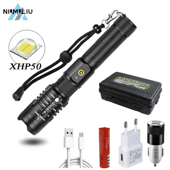 F2 XHP50 LED Bliskavico Super Svetla Taktično Svetilko, Baklo USB Polnilne Zoomable 5 Načini Baklo Nepremočljiva delovna svetilka