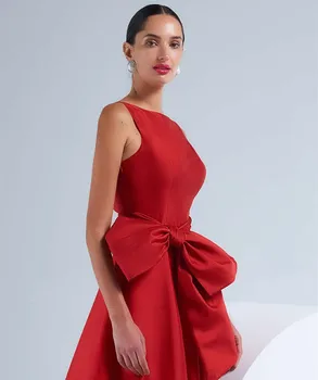 Glamour Rdeče O-vratu Prom Obleke Zamah Vlak Naguban brez Rokavov Imperij Formalno Večer Stranka Halje 2023 Nova