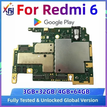 Globalna Različica Popolnoma Preizkušen Odklenjena Glavnega Vezja Odbor Originalne matične plošče Za Xiaomi Redmi 6 Mainboard Logiko Odbor 32GB 64GB