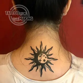 Goth Sonce Tatoo Trajne Nepremočljiva Ponaredek Tatoo za Ženske Moški Letnik Roko Tatoo Začasne Tetovaže Abstrakcije Art Tattoo Nalepka