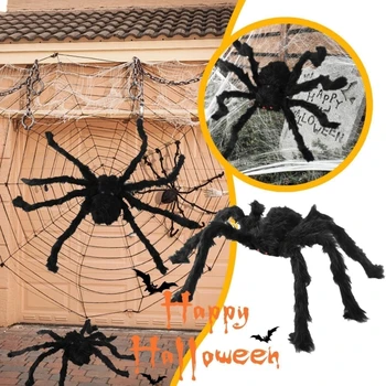 Halloween Pajki Kip Krznen in Realistično Ornament Simulacije Pajki