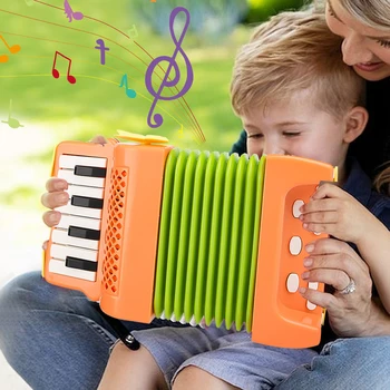 Harmonika Igrača 10 Tipke 8 Bas Harmonike za Otroke Glasbila, Izobraževalne Igrače, Darila za Toddlers Začetnike Fantje Dekleta