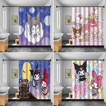 Hello Kitty Anime Sanrio Kawaii Kuromi Tuš Zavesa Srčkan Risanka Moje Melodije, Kopalnica, Spalnica Zavese Nepremočljiva s Kavljem Igrače
