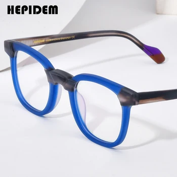 HEPIDEM Mat Acetat Očal Okvir Moških Retro Kvadratnih Očala Ženske 2023 Recept Očala za Kratkovidnost Optičnih Očal H9269