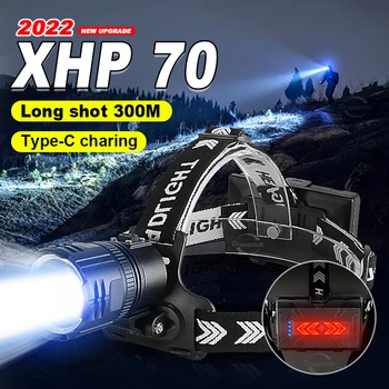 High Power Žarometa z LED Svetilko Nova XHP70 18650 Baterijo za ponovno Polnjenje Lov, Ribolov, Kampiranje Potovanja Luč Delovna Lučka