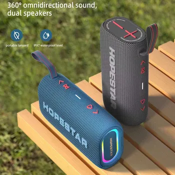 HOESTAR-H55 Brezžična tehnologija Bluetooth Avdio Zvočniški TWS Prenosni Steber IPX7 Nepremočljiva 360 Zunanji Stereo Audio Subwoofer Zvočnik Modra