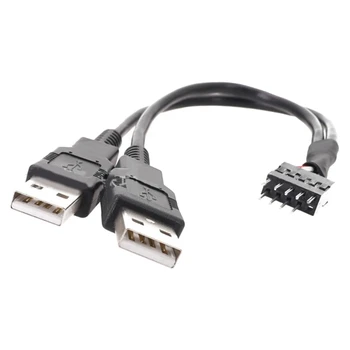 HXBE Moški Moški USB matične plošče Glava Podaljšek Dvojno USB-A na RAČUNALNIK Notranji 9Pin Priključek Kabel Adapter