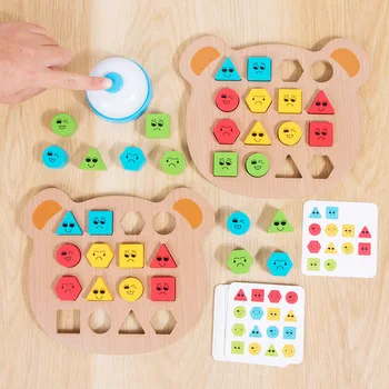 Imeti Otrok Geometrijske Oblike Barvno Ujemanje Puzzle Otroška Lesena Montessori Izobraževalne Učenje Igrače Otroci Interaktivni Igri Bitka