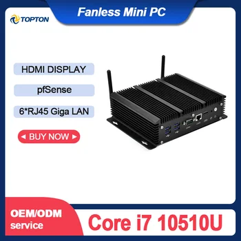Industrijska Fanless Mini PC Intel Core i7 10510U Mehko Usmerjevalnik 6 Gigabit NICs AES-NI 4*USB3.0 Rs232 pfSense OPNsense VPN požarni Zid