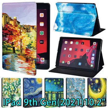 iPad 10.2-inch Primeru 2021 IPad 9. Generacije Primeru Funda ipad 9 Tablet Zložljivo Stojalo Pokrov Slikarstvo Niz Vzorec