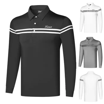 Jeseni Novi Golf Oblačila za Moške Vrhovi Dolgo Sleeved Stretch Športne Visoke Kakovosti Udobno Polo Majica Anti-Žogo T-Shirt