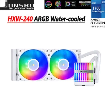 JONSBO HXW-240 Bela ARGB Magic color High Performance Vse-v-Enem z vodnim CPU Hladilnik za procesor Intel LGA1700 1200 115X 2011 AM5