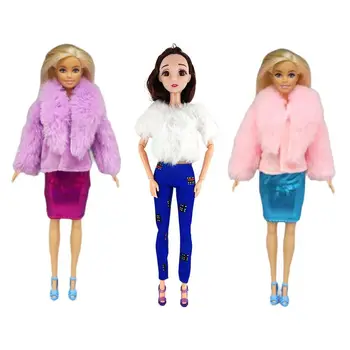 Kawaii 6 Predmetov /Veliko Moda Lutka Obleko Zimski Plašč Otroci Igrače Dolly Pribor Hitre prevoze Stvari, Za Barbie DIY Dekle Prisoten