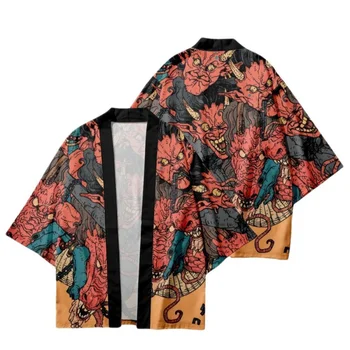 Kimono kardigan Pria Wanita Jepang Obi pria Yukata Kimono Jepang pria Tiskanja mantel pakaian tradisional Jepang