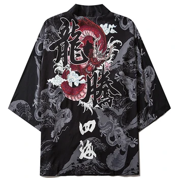 Kitajski Zmaj Tradicionalni Japonski Kimono Anime Jopico Cosplay Moški Ženske Yukata Ženska Majica Bluzo Azijskih Oblačila Plašč