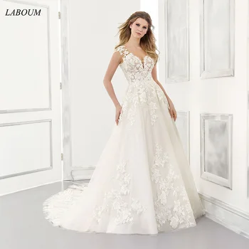 Laboum Elegantno Lepe Poročne Obleke Skp Rokavi Poročne Halje Ljubica Iluzijo Nazaj Meri vestidos de novia