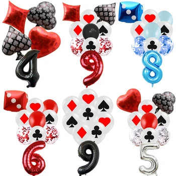 Las Vegas Kocke Poker, Casino, Nočni Lopata Srce Diamond Klub Tematskih Rojstni Dekoracijo Iz Lateksa Digitalni Balon Nastavite Fant Darilo