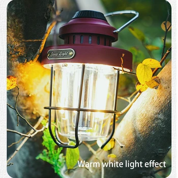 LED Luč Kampiranje Retro Svetilka z Ročajem Zatemniti Viseči Okras Tip-C Polnilna Vodotesne Svetilke, za Dekoracijo Rdeča