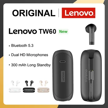 Lenovo TW60 TWS Slušalke Brezžične Bluetooth 5.3 TW60W Slušalke Zmanjšanje Hrupa 300mAH Dolgo Pripravljenosti TW60B Slušalke z Dvojno HD Mic