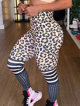 Leopard Natisnjeni Seksi Ženske Dokolenke Fitnes Leggins Telovadba Joga Hlače Visoko Pasu Športna Ženska Oblačila