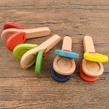 Lesena Tolkala Ročaj Ploskanje castanets Odbor za Otroka Instrument za Predšolsko Zgodaj Montessori Izobraževalne Učenje Igrače