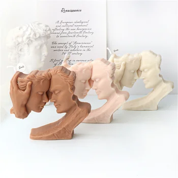 Ljubitelji Poljub Kip Sveča Plesni Čokoladne Torte Ročno Izdelana Mila Mavca Smolo Sadra Silikonsko Plesni Doma Poročno Dekoracijo Ornament