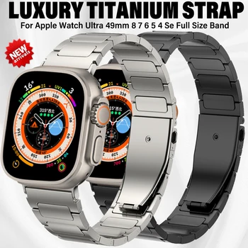 Luksuzni Titana Zapestnica Za Apple Watch Ultra 49 mm 8 7 45mm 41mm Metal Band Za iWatch Serije 44 42mm 40 mm 6 5 4 se 3 2 Trak