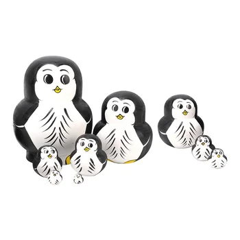 Matryoshka Pingvin Zlaganje Lutke Gnezdenje Stackable Igrače Otrok Ruske Obrti Doma Dekor Dobave