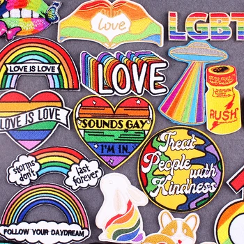 Mavrica LGBT Obliž DIY Ponos Gay Železa na Zaplate Na Oblačila Nalepke, Značke Vezenega Obliži Za Oblačila Proge Opremo