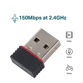 Mini USB Wifi Adapter 802.11 n Antena 150Mbps Brezžični USB Sprejemnik Ključ Omrežna Kartica Zunanje povezave Wi-Fi Za Namizni Prenosni računalnik
