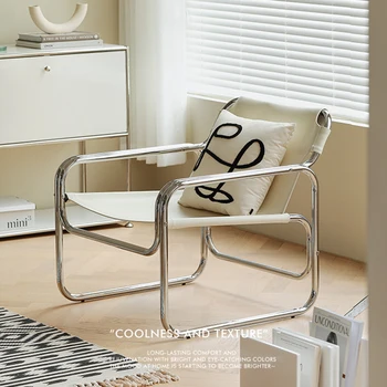 MOMO Nordijska Prosti čas Lounge Chair Oblikovalec Slaven Ins Nazaj Stol Dnevna Soba Srednjeveški Kavč, Stol iz Nerjavečega Jekla