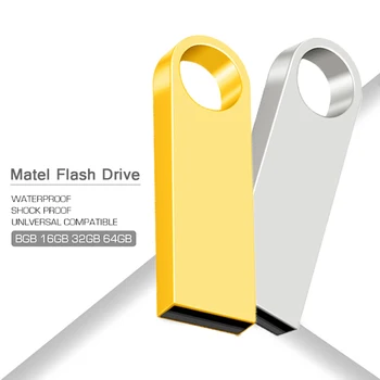 Nepremočljiva Ključ USB Flash Disk 64GB PenDrive 32GB Zlata, Srebrna Kovinski Usb Ključek 16GB 8GB 128GB Pen Drive Flash U Disk Memory Stick