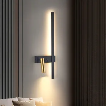 Nordijska Stensko Svetilko z Nastavljiv Preklop Preprosta Linearna LED Luči za Posteljne Soba Dekoracijo Hotel Koridor Oltarja luç