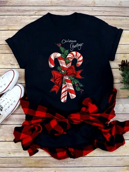 Nov Poletni Vesel Božič Risani Komediji Ženske T-shirt Dihanje Lahki Fashion Majica Vsestranski Priložnostne Priljubljena Priljubljen
