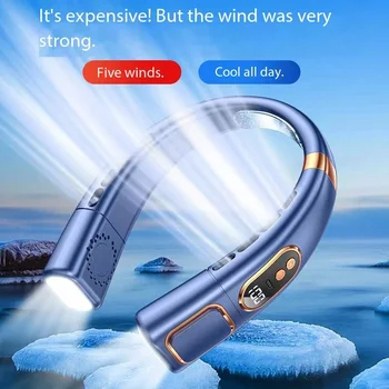 Nov polnilni Vratu Fan 5 Hitrosti Prenosni Digitalni Prikaz za Polnjenje Prenosnih Bladeless Električni ventilator, klimatska Naprava Za Šport