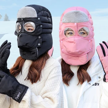 Nova Moda Toplo Kapo Zimske Moške Prvotni Načrt Zimske Kape Za Ženske Nepremočljiva Kapuco Klobuk Z Očali Kapa Rokavice