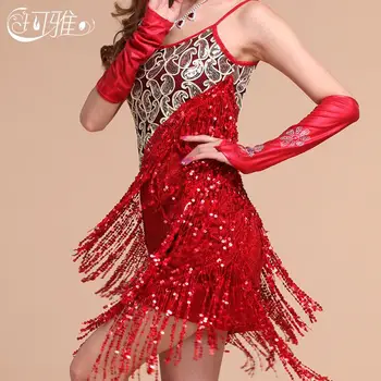 Novo Latinsko Plesne Kostume Uspešnosti Wear Ženske Tassel Sequins Latinski Ples Obleko Prilagodite Dvorana Plesno Obleko Tovarne Neposredno