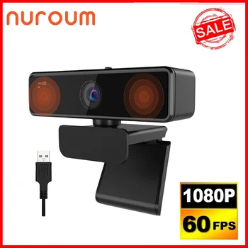 NUROUM V11 Webcam 1080P 60FPS samodejno ostrenje Web Kamera, Računalnik, Kamera z Mikrofonom & Zvočnik za Zoom/Skype