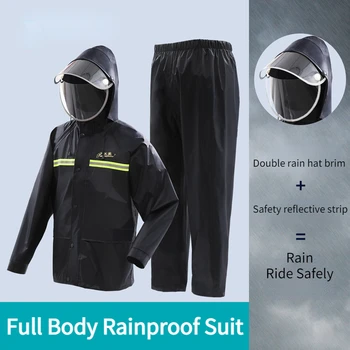 Obleko dežni Plašč Dež Hlače Split s Klobuk Električni Avtomobil, motorno kolo, Enotnega Organa Nepremočljiva Moških in Žensk dežni Plašč Moški Nepremočljiva