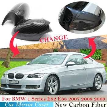 Ogljikov Strani Krilo Ogledalo Kritje Za BMW 1 Series 3 E82 E88 2007 ~2009 E90 E87 E91 E93 E81 E92 visoke kakovosti črna Zadaj-oglejte si Kape