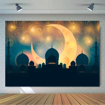  Okolij za fotografije Studio Ramadana Eid mubarak zlati Votlih lestenec lune Arabske Arhitekture Ozadje