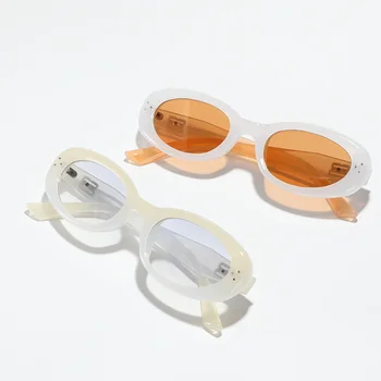 Ovalni sončna Očala Majhen Okvir Y2k Hipi Pearl Barve 90. letih Ženske Modni Ulične Olivno-Zeleno Sonce Odtenki Stranka Luksuzni Očala