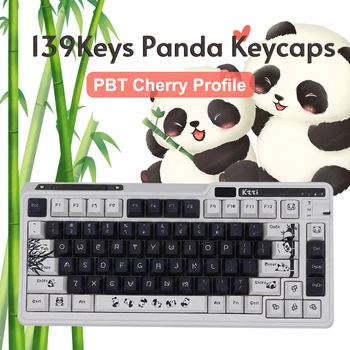 Panda keycaps 1/nastavite črno in belo lepe češnje profil pbt snemajte sye tipko caps pbt za 60% 61 64 68 71 75 81 Mehanske tipkovnice