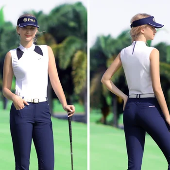 PGM brez Rokavov Golf Majice za Ženske Polo Golf Vrhovi za Ženske Slim Fit Dihanje Športnih Telovnik za Poletje Moda Golf Oblačila