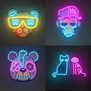 Po meri Cartoon Živali Neon Znak Umetnosti Neon Led Luč Nočne Svetilke za Otroke Poroko Soba Dekor Bar Trgovina Dekoracijo Neon Design