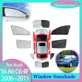 Polna Pokritost Sončniki za Audi S6 A6 C6 4F RS6 2006~2011 Vetrobransko steklo, Vizir Mat Sonce Protecti Prednje Okno Zavese Avto Accessorie