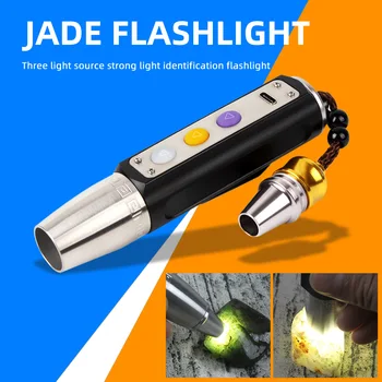 Polnjenje prek kabla USB Jade Identifikacijo Svetilka 3 Barva Svetlobe Biser Nakit Lučka Mini LED Svetilko na Prostem Nepremočljiva Lučka za Kampiranje