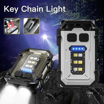 Prenosni Mini LED Svetilka Keychain Luč, Dvojno Vir Svetlobe, Svetloba Močno Magnetno Baklami Skp Posnetek Opozorilo Delo Svetlobe,
